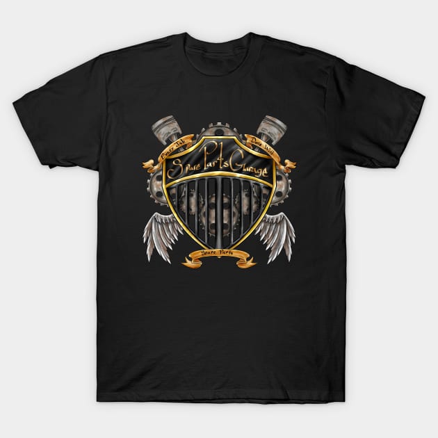 Spare parts garage T-Shirt by Spare Parts Arts